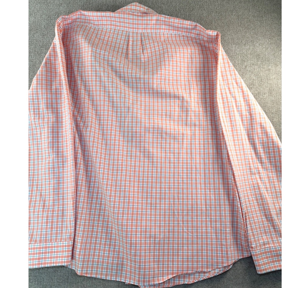 LL Bean Mens XL Slim Fit Wrinkle Free Plaid Button Down Shirt Orange Blue 301284 - Picture 4 of 6